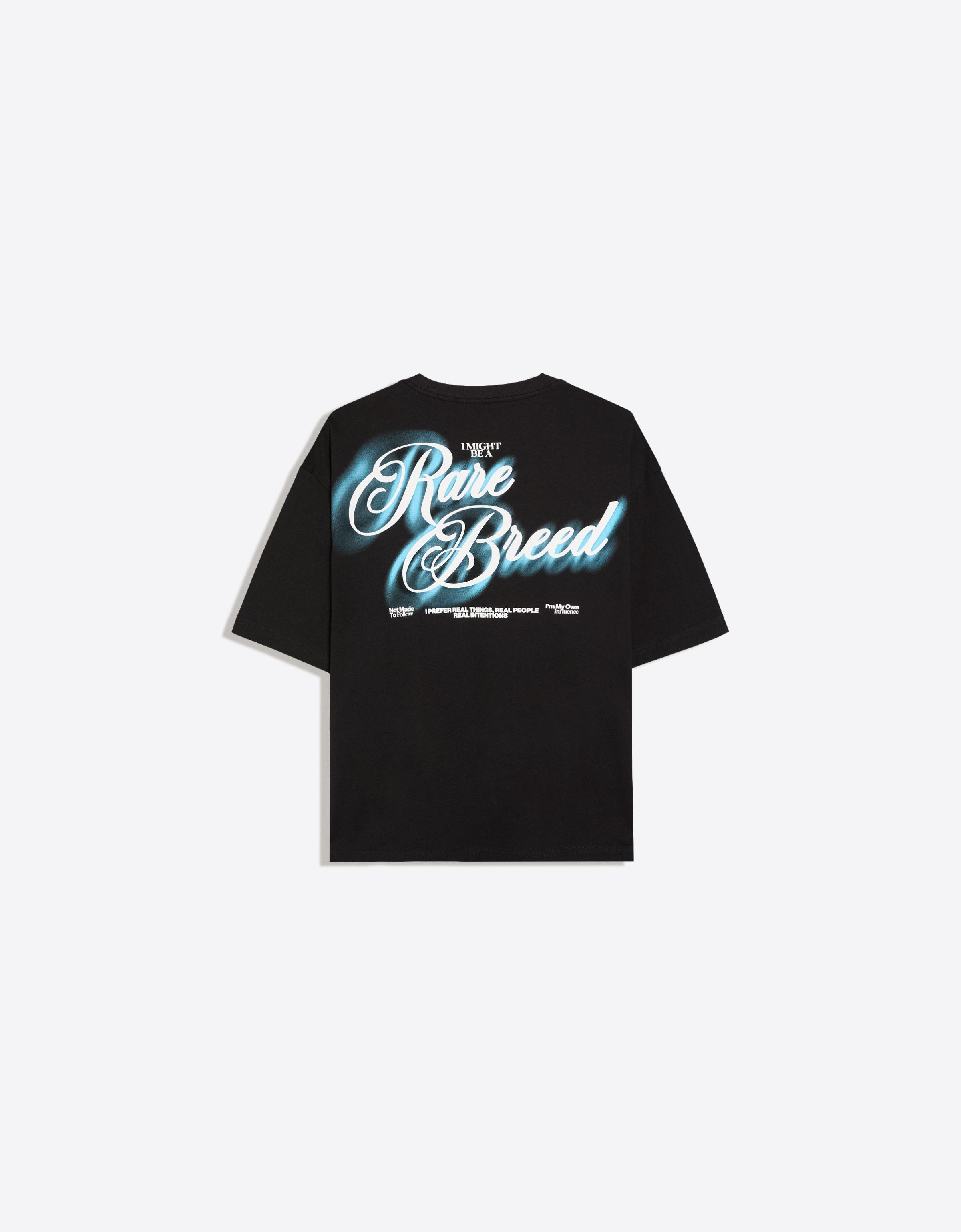 Short sleeve relaxed fit print T-shirt — Black