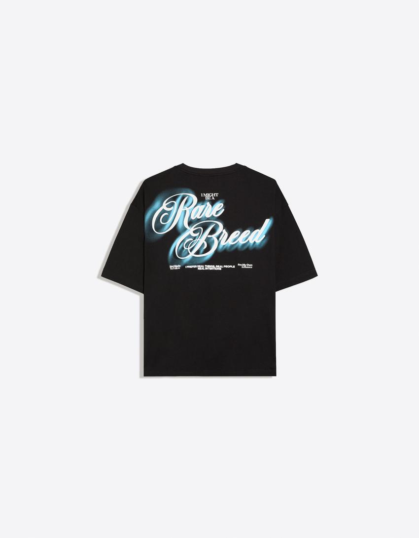 Camiseta manga corta relaxed print-Negro