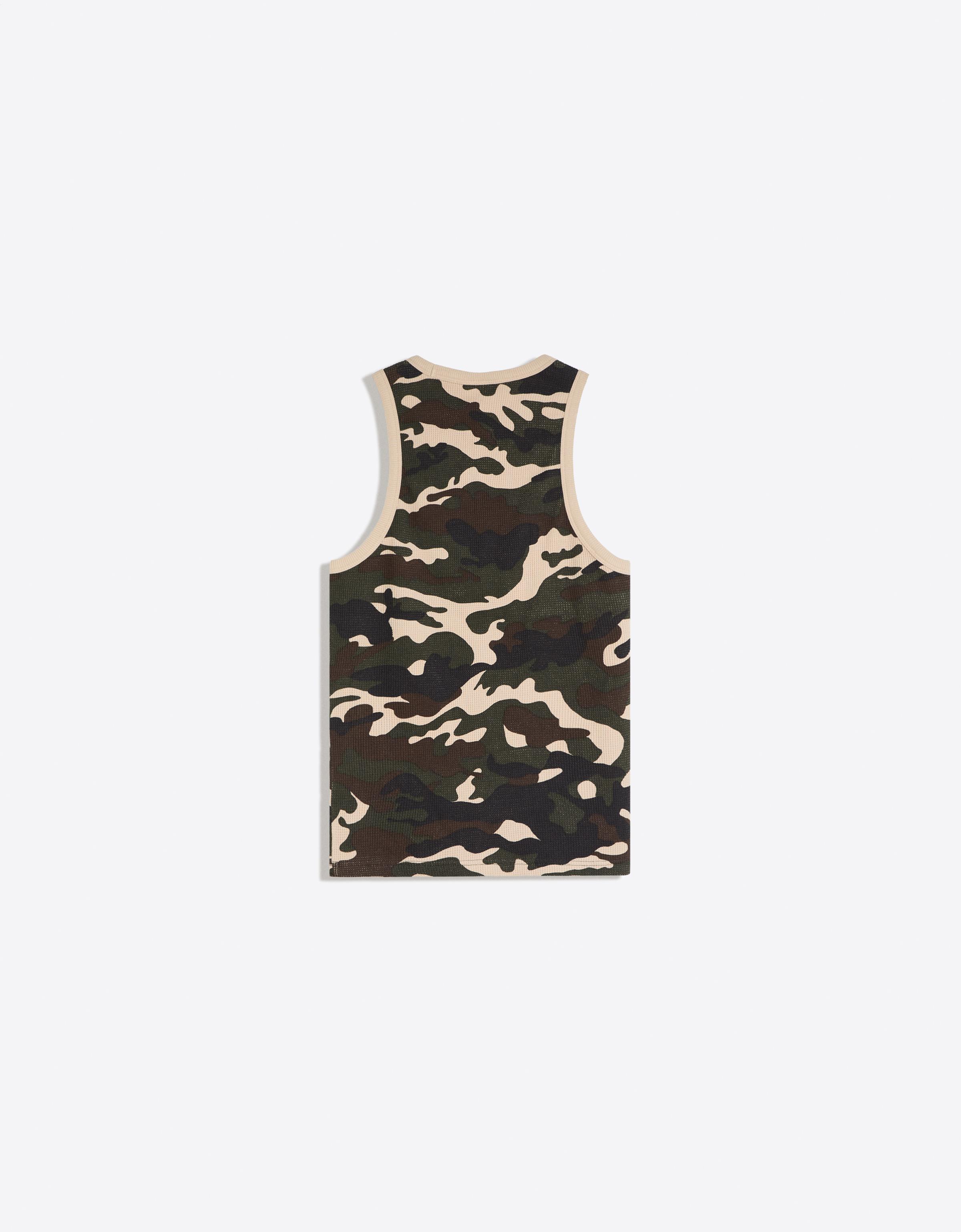 Worker waffle-knit print T-shirt — Khaki