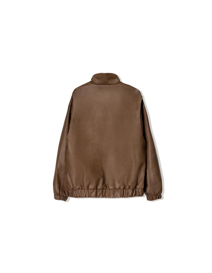 Oversize suni deri ceket-Kahverengi-5