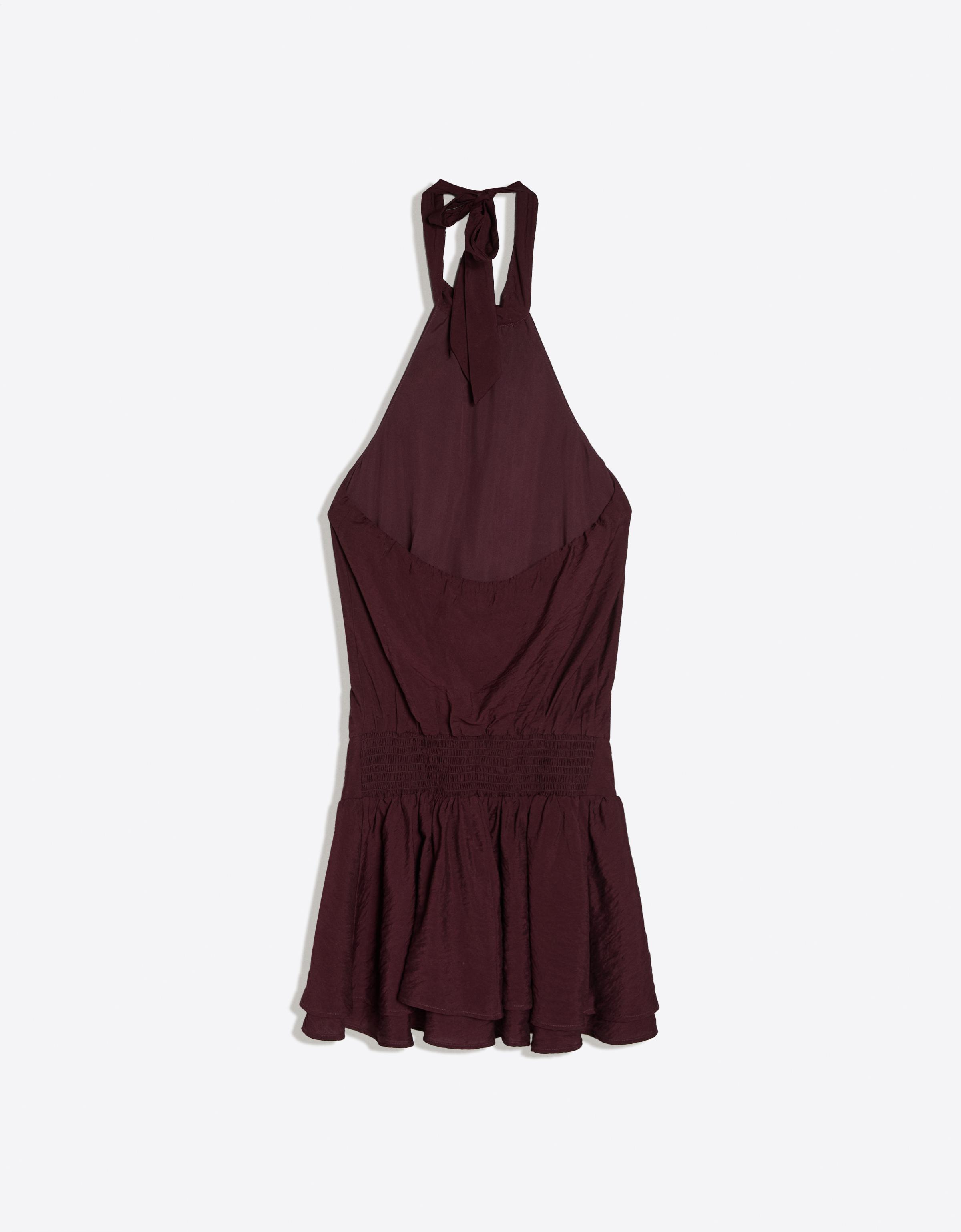 Halter neck mini dress — Maroon