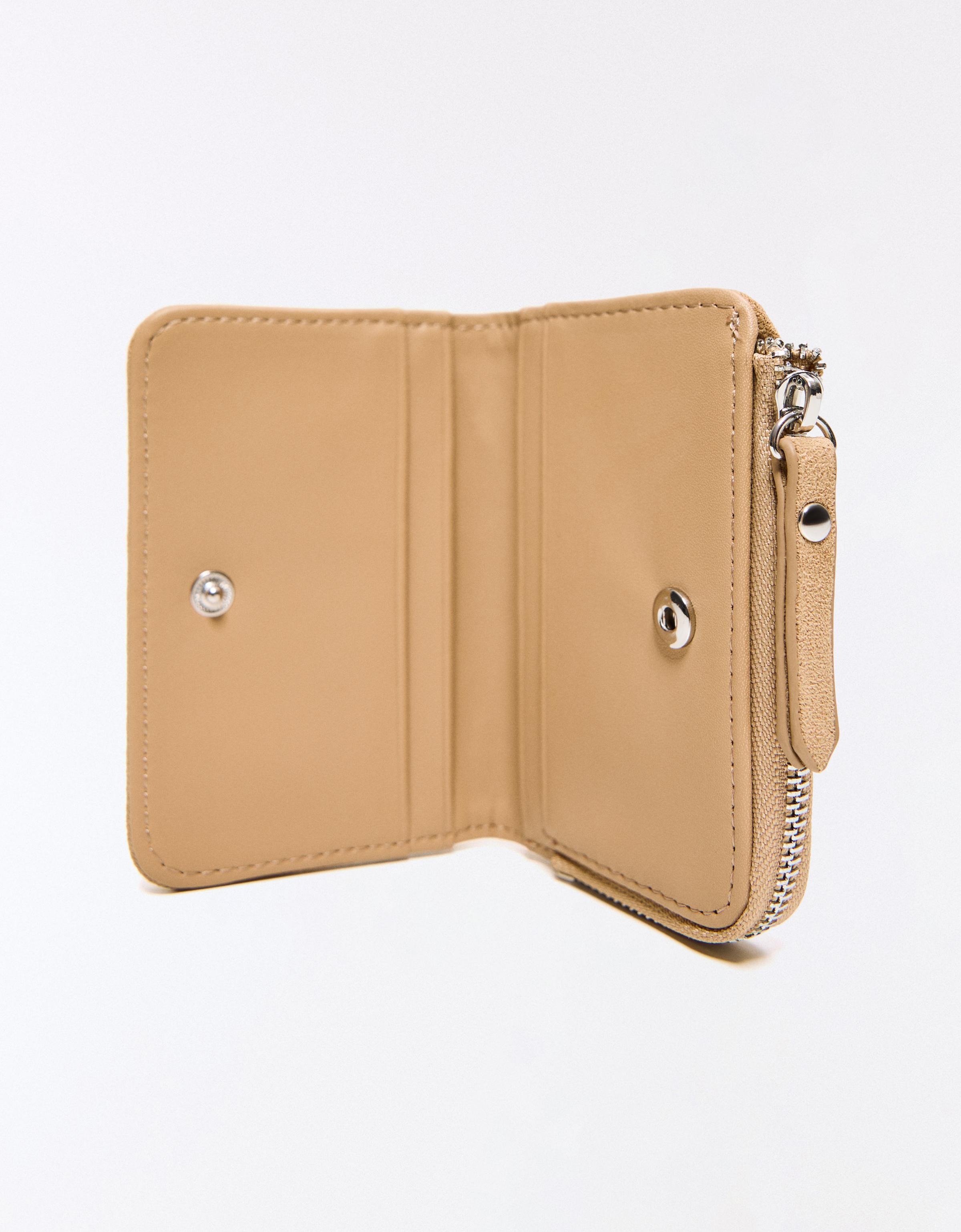 Faux suede studded purse — Camel