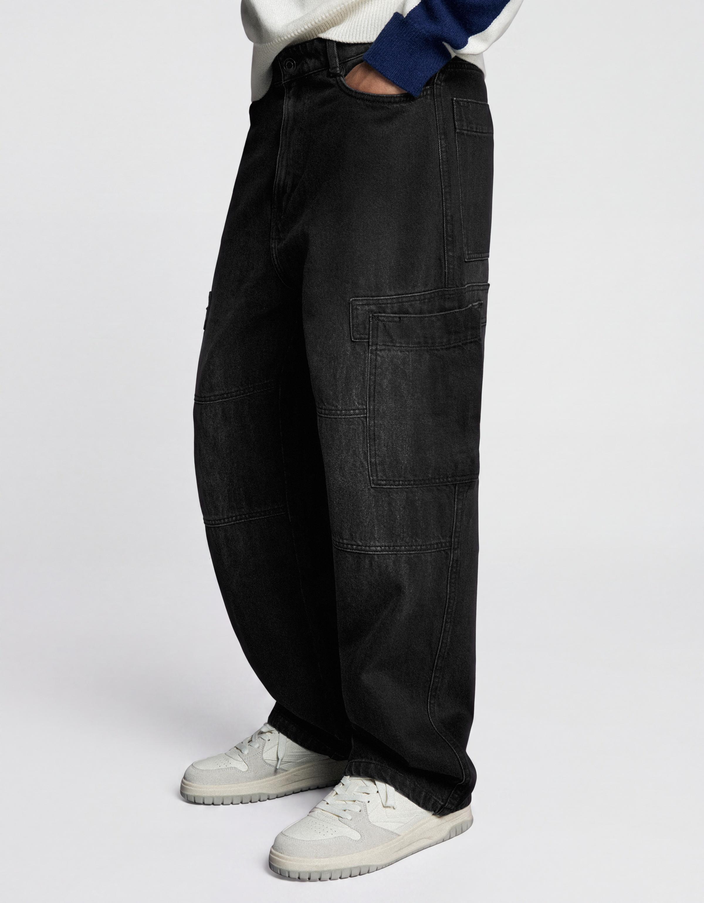 Baggy cargo jeans — Black
