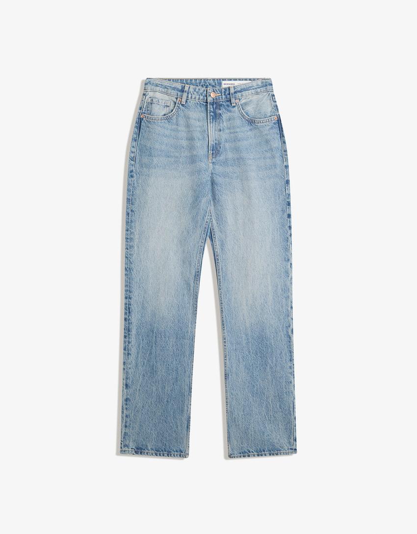 Straight-Jeans-Ausgewaschenes Blau-3