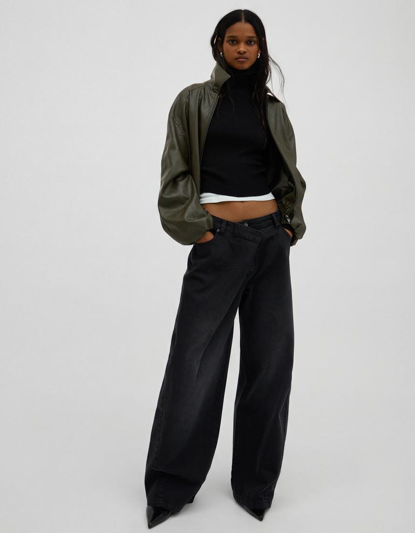 Barrel-leg trousers-Grey
