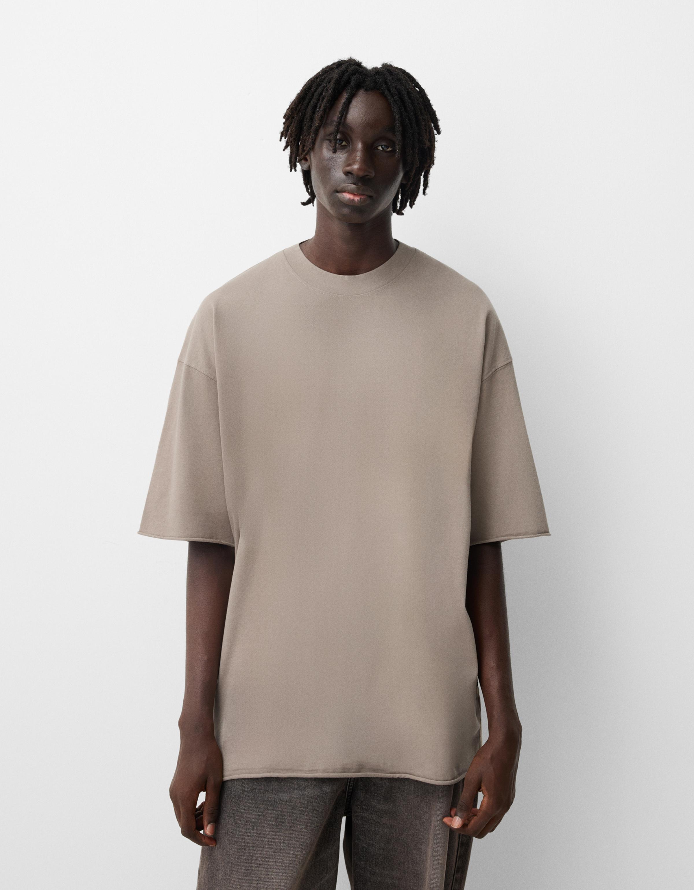 Bershka Kurzärmeliges Oversize-Shirt Herren Xl Camel