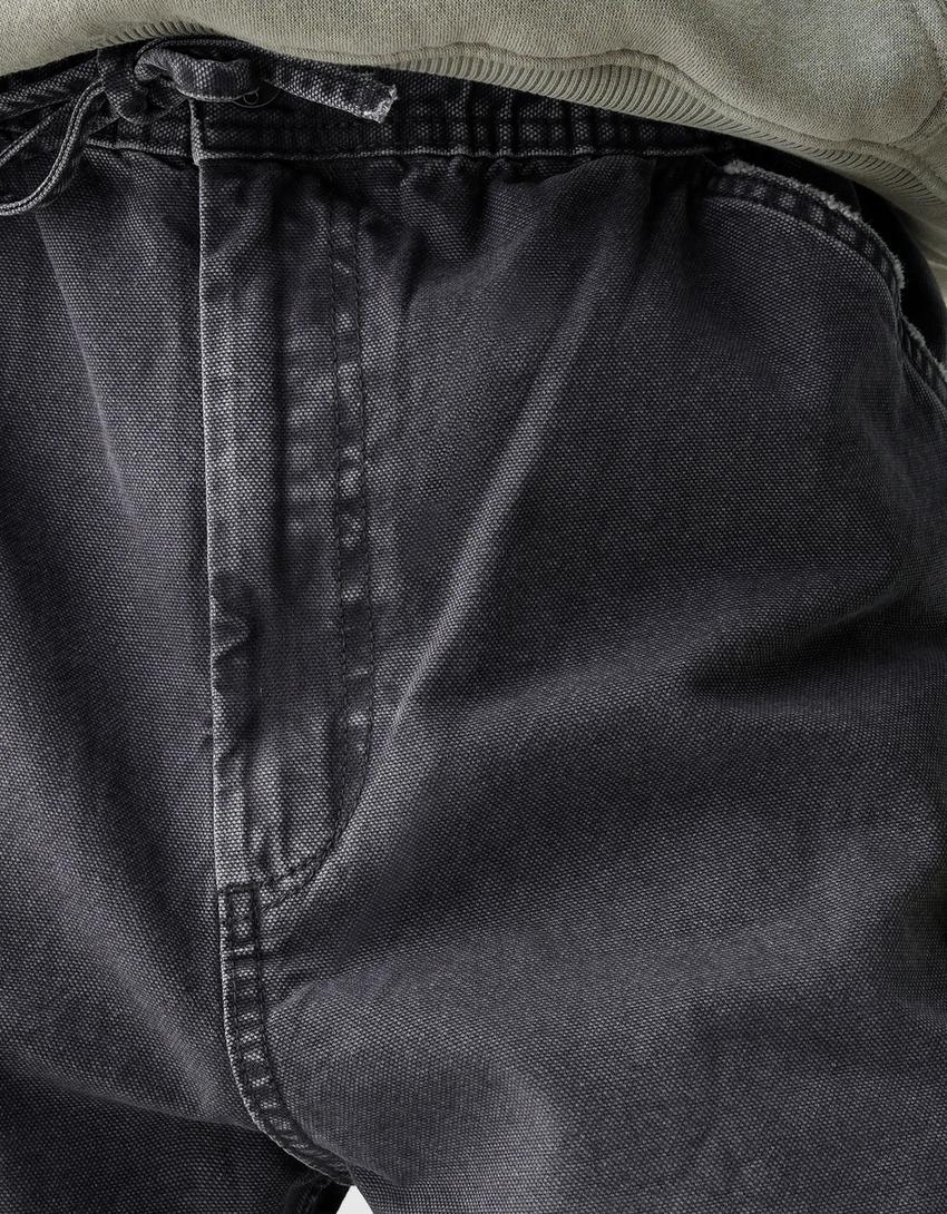 Calças skater cargo efeito lavado-Cinza-5