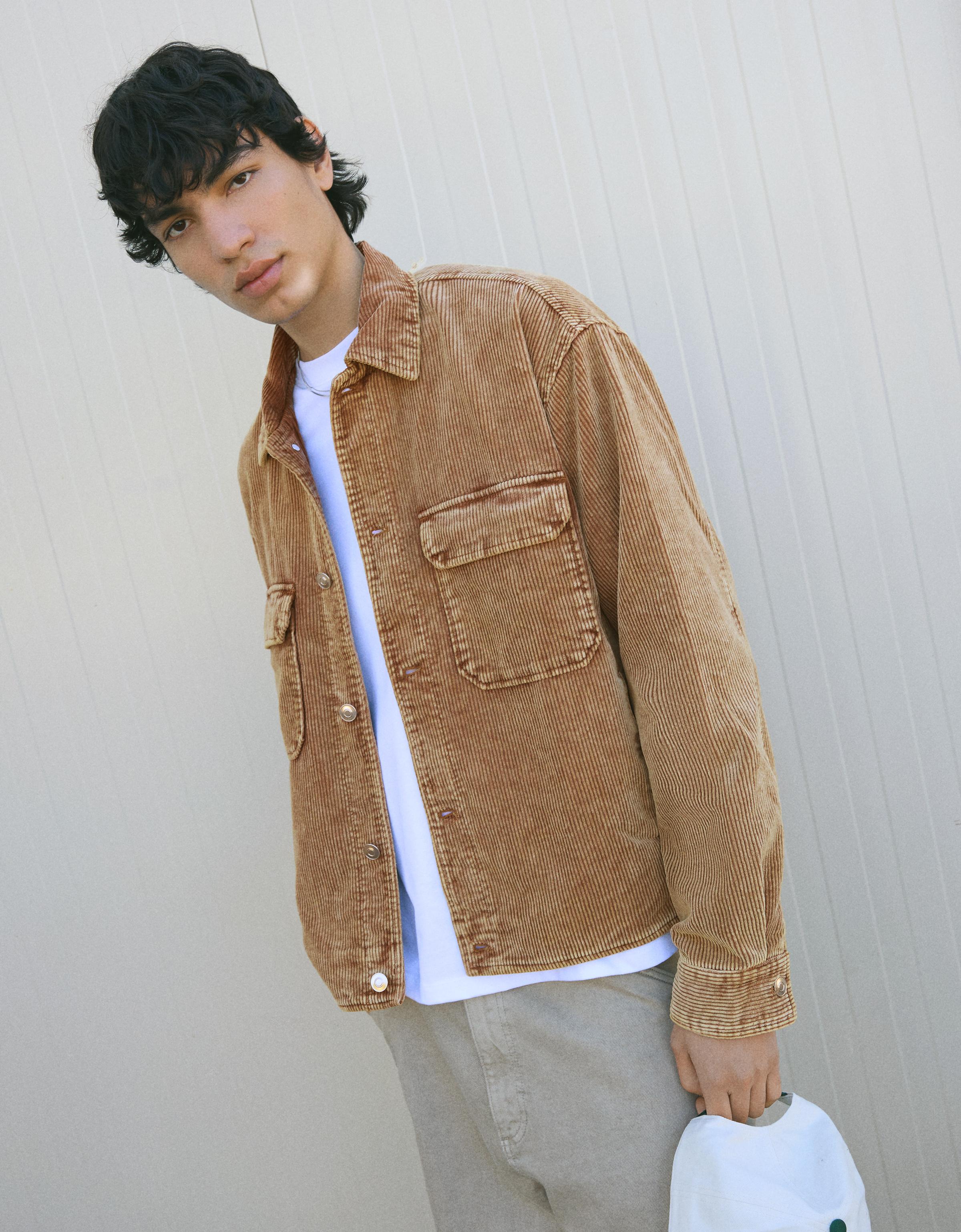 Bershka Boxy-Jacke Aus Cord Herren Xl Camel
