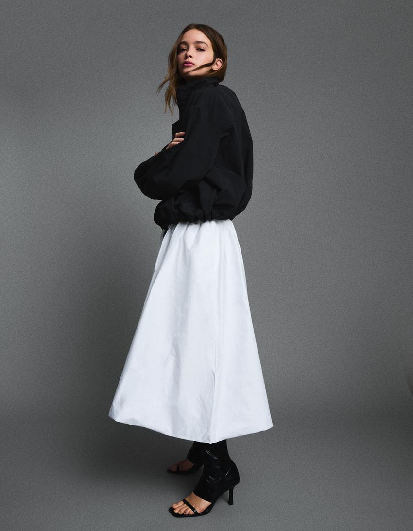 Balloon midi skirt-White