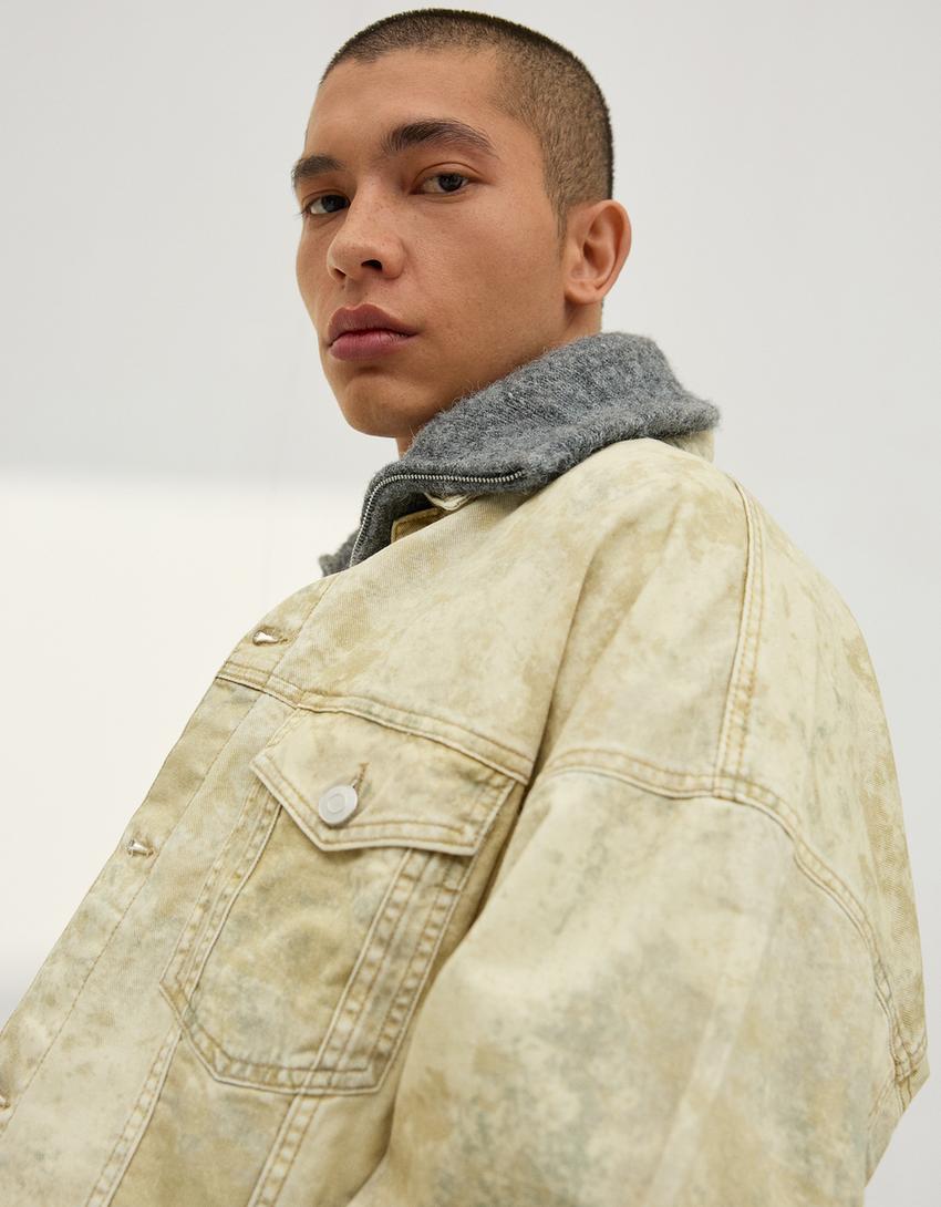 Cazadora denim print-Verde