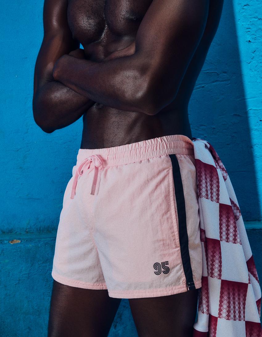 Short de bain rétro-Rose