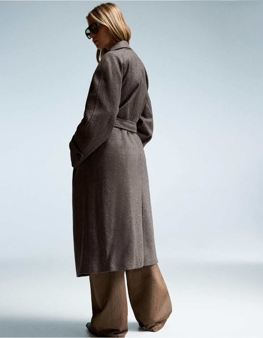 Trench morbido con cintura-Marrone-1