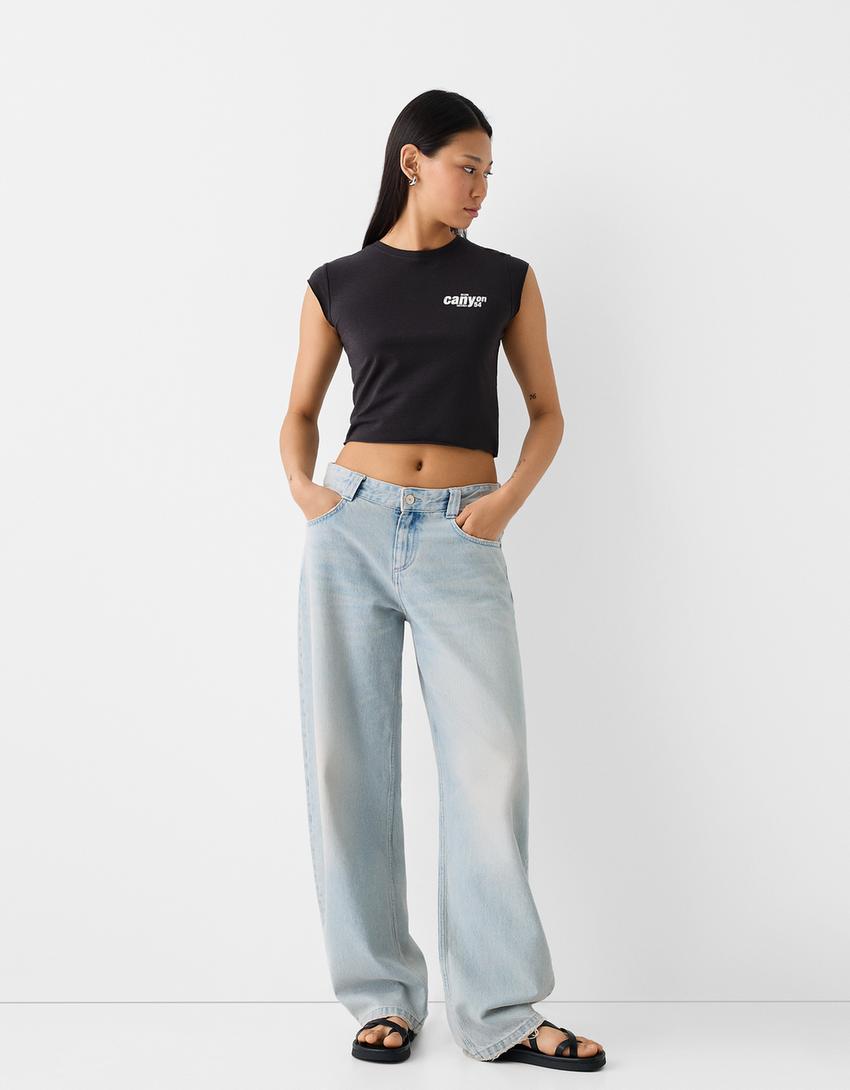 تيشرت بأكمام قصيرة وطبعة-رمادي داكن-3