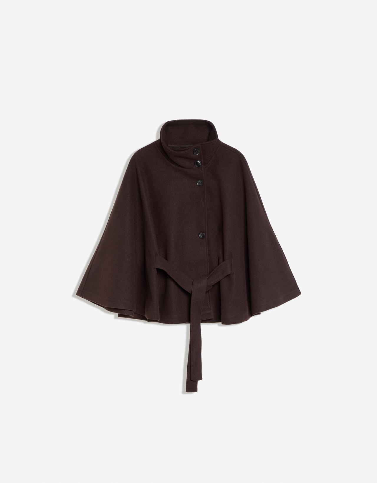 Cape jacket with funnel neck — Brown