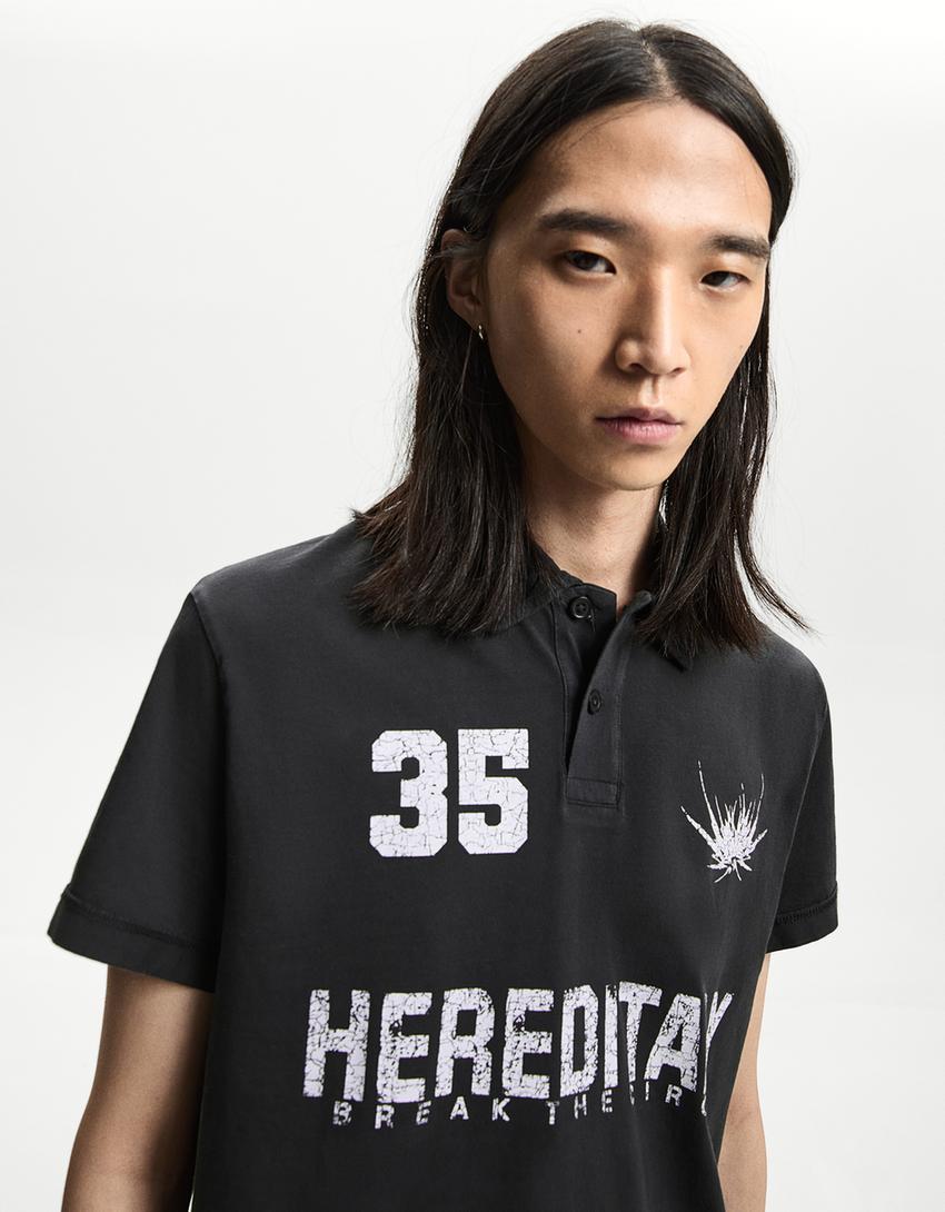 Polo manga corta print-Negro-2