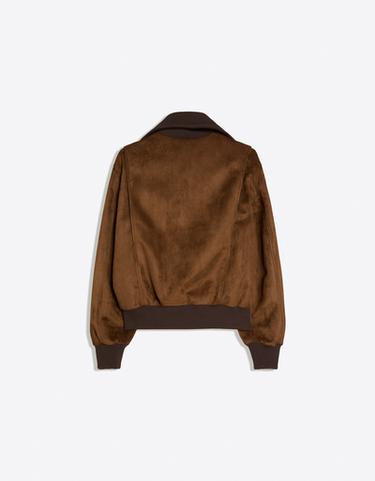 Faux suede jacket with zip fastening — Brown 6