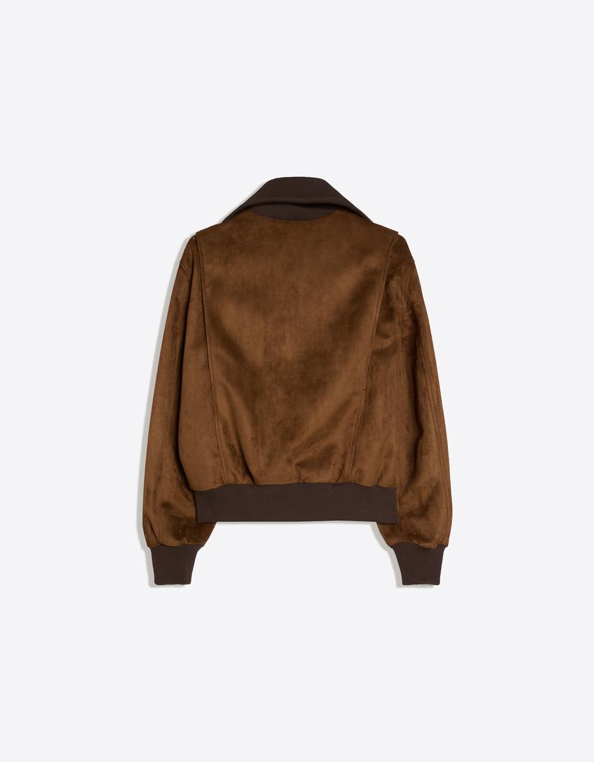 Cazadora efecto suede retro-Marrón