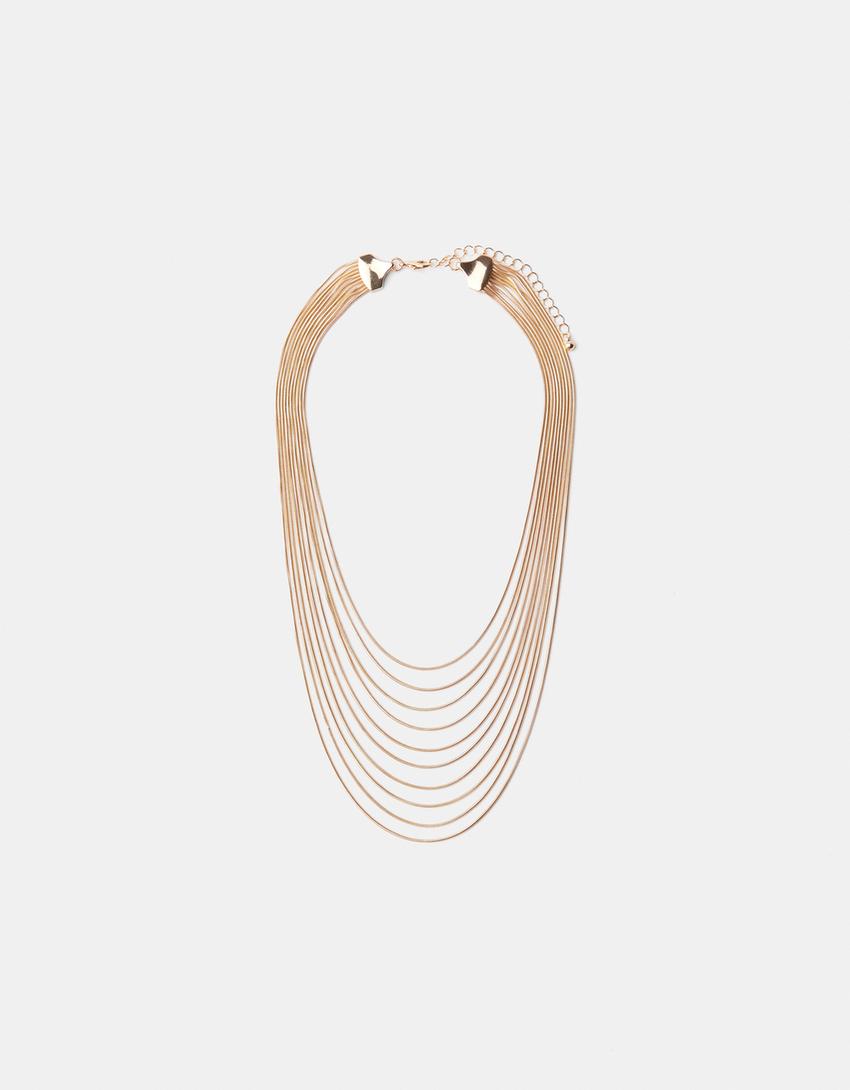 Long multi-strand necklace-Gold-0