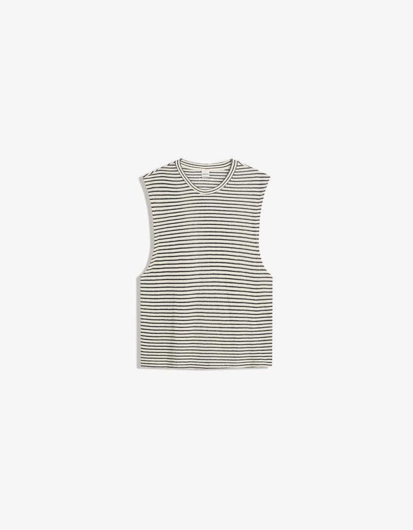 Camiseta sin magas boxy-Blanco-0