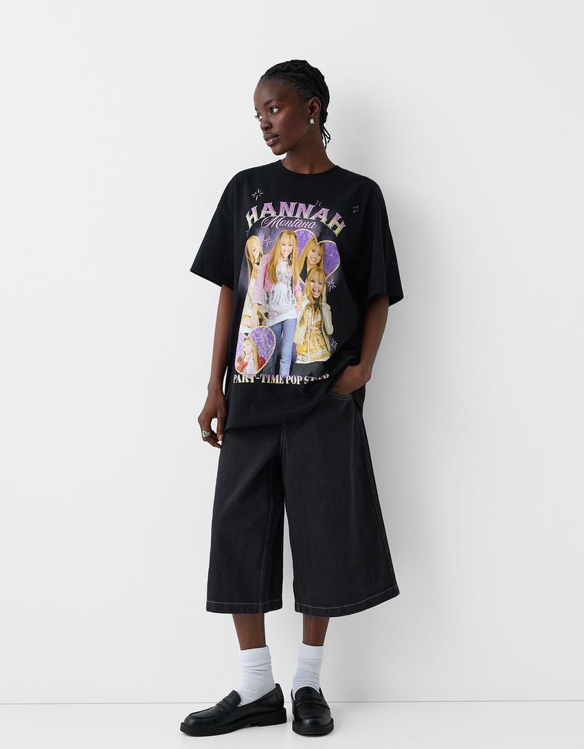 T-shirt Hannah Montana manga curta estampado-Preto-3