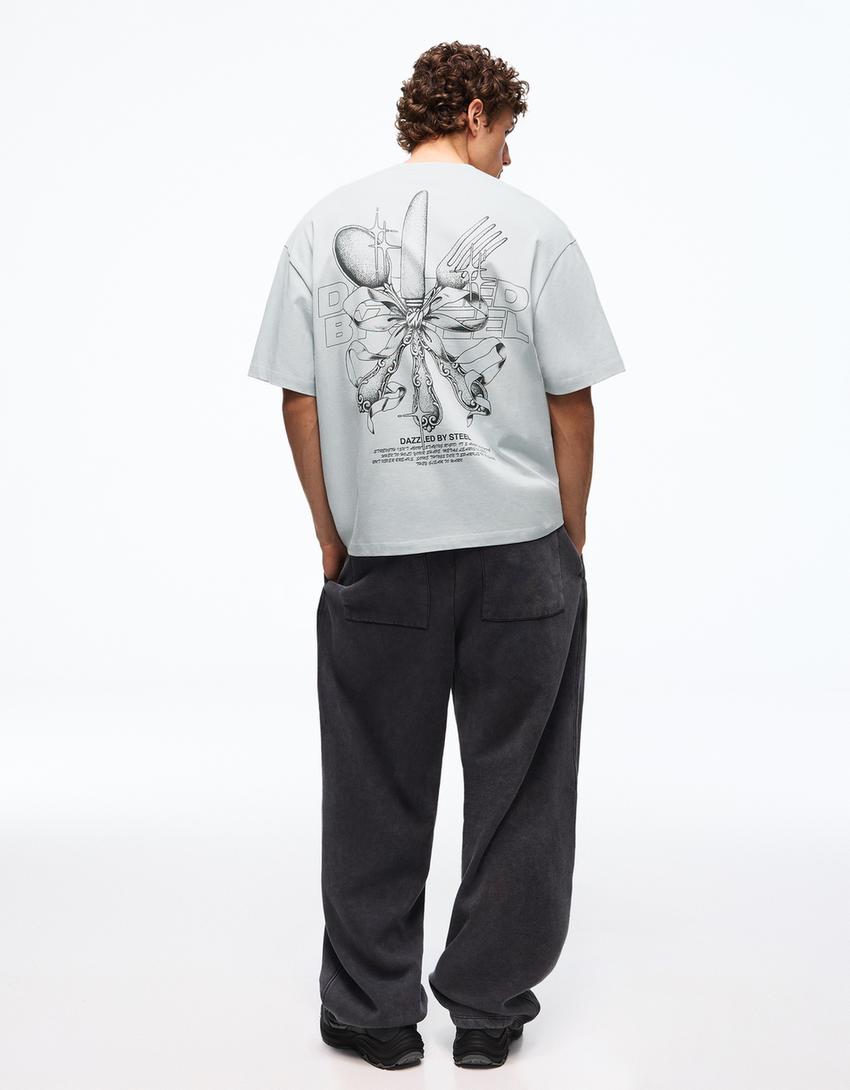 Printed short sleeve T-shirt-Stone