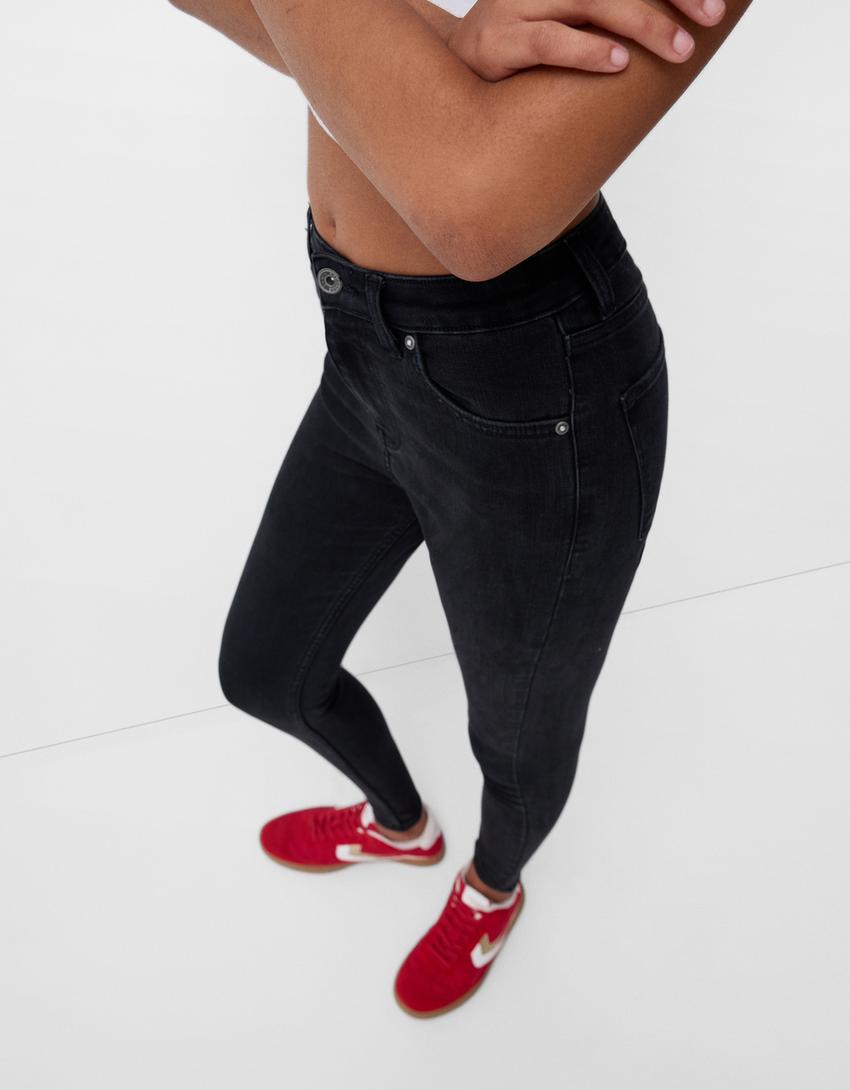 Jeans taille très haute skinny-Noir