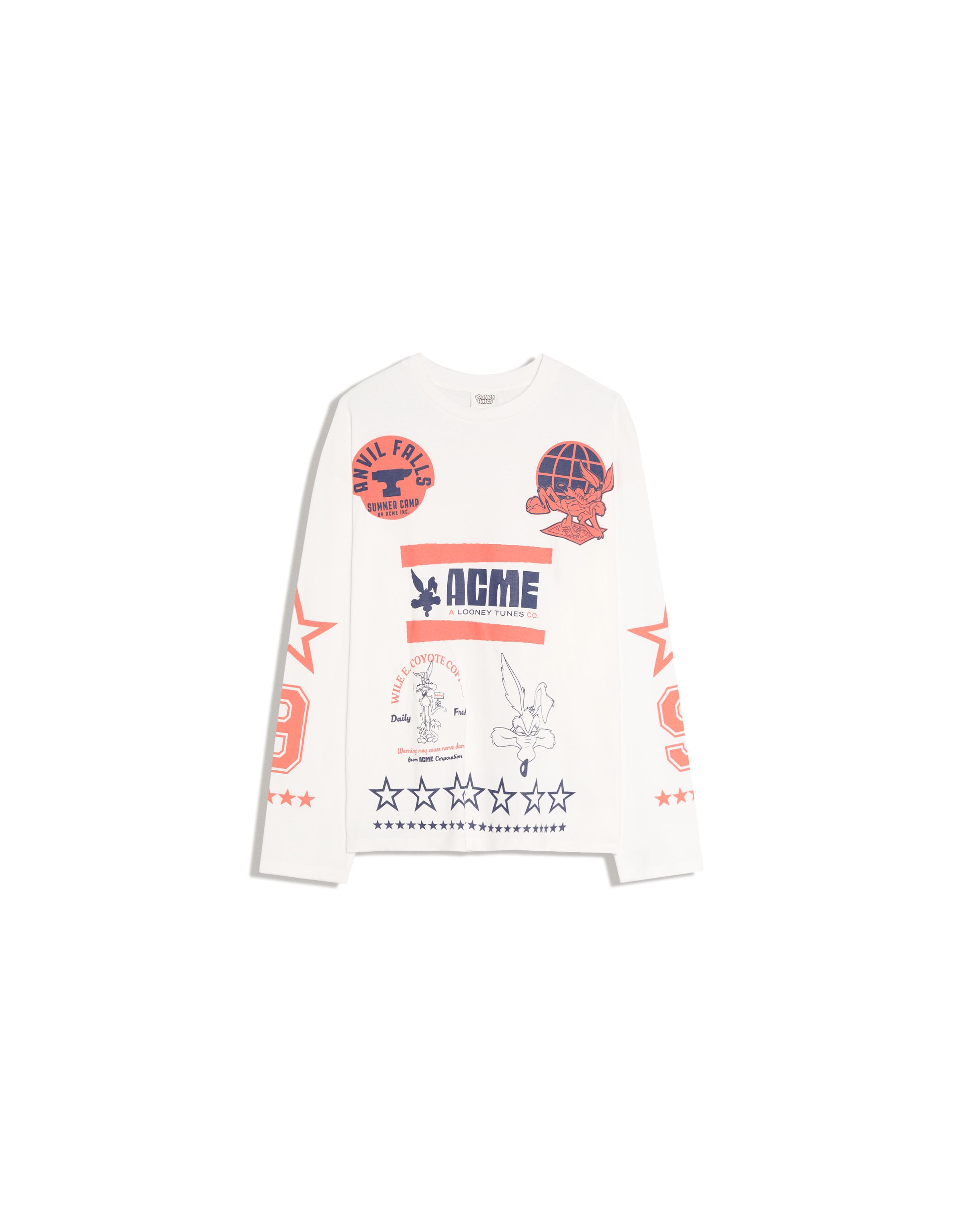 Bershka LOONEY TUNES baskılı oversize uzun kollu tişört görsel 5