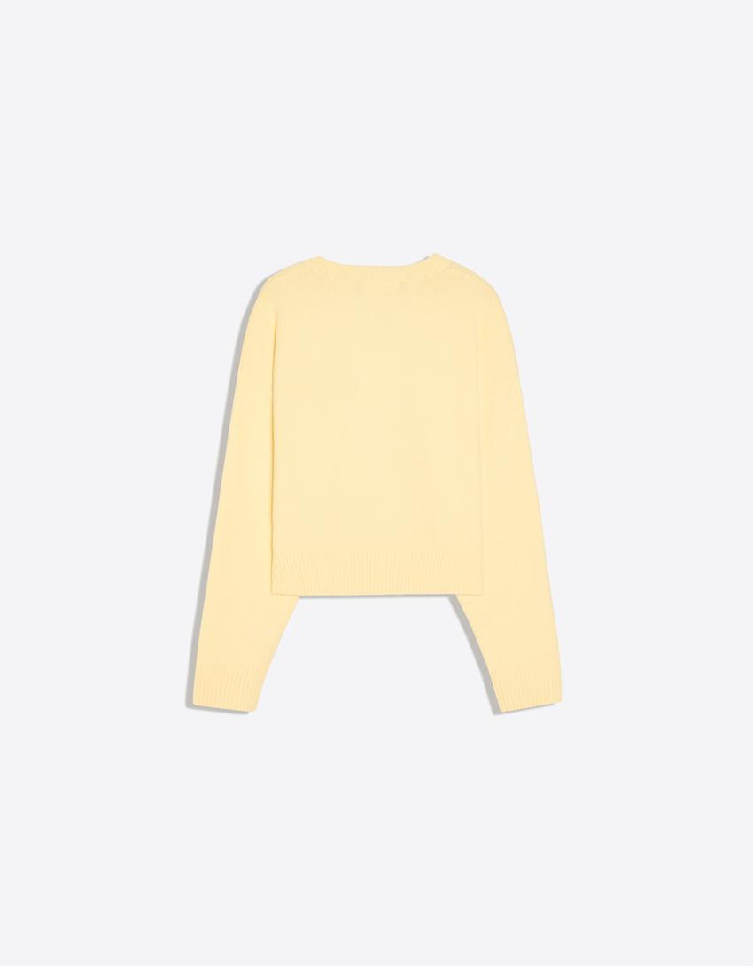 Round neck jumper-Yellow