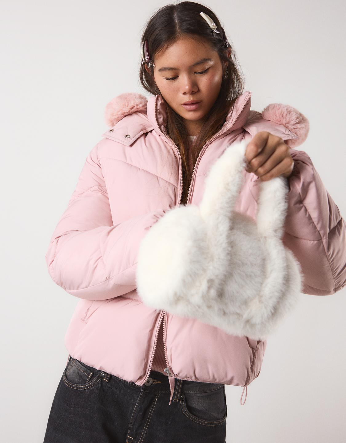 Faux fur bowling bag