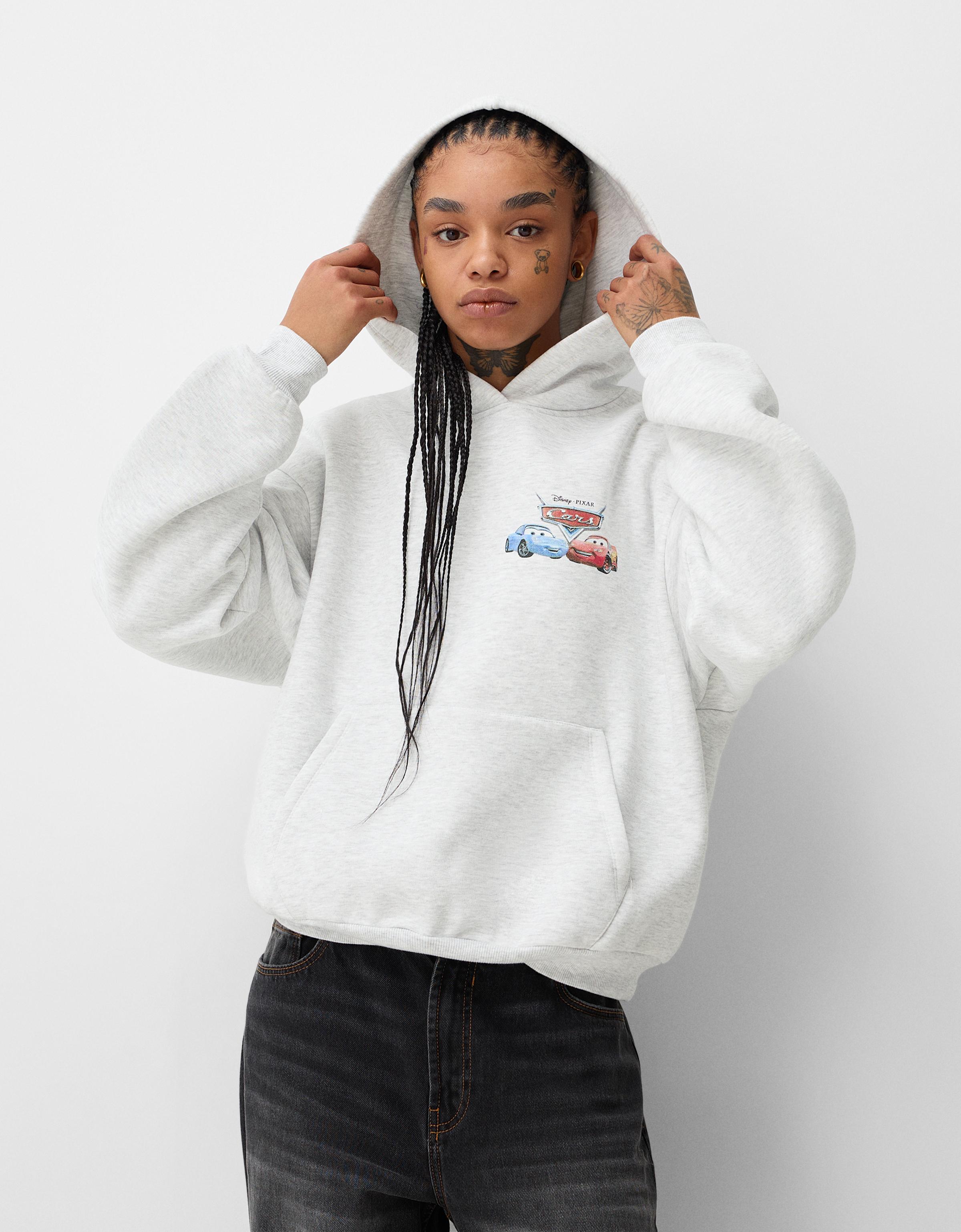 Bershka Hoodie Cars Mit Kapuze Und Print Damen S Grau