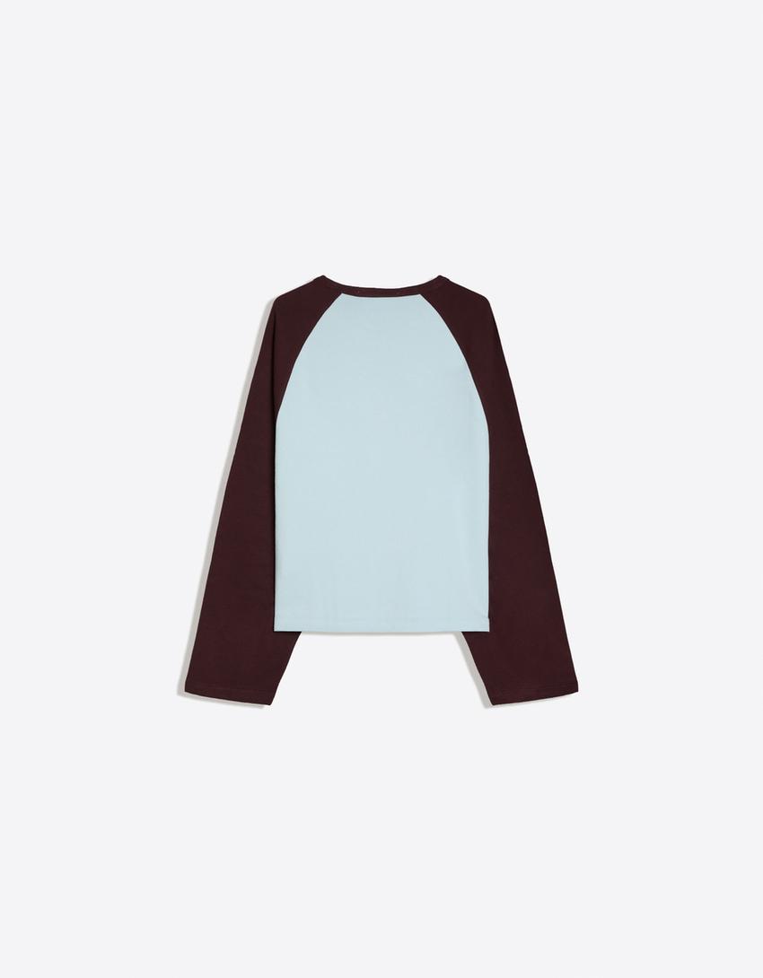 Camiseta manga larga ranglan-Azul claro