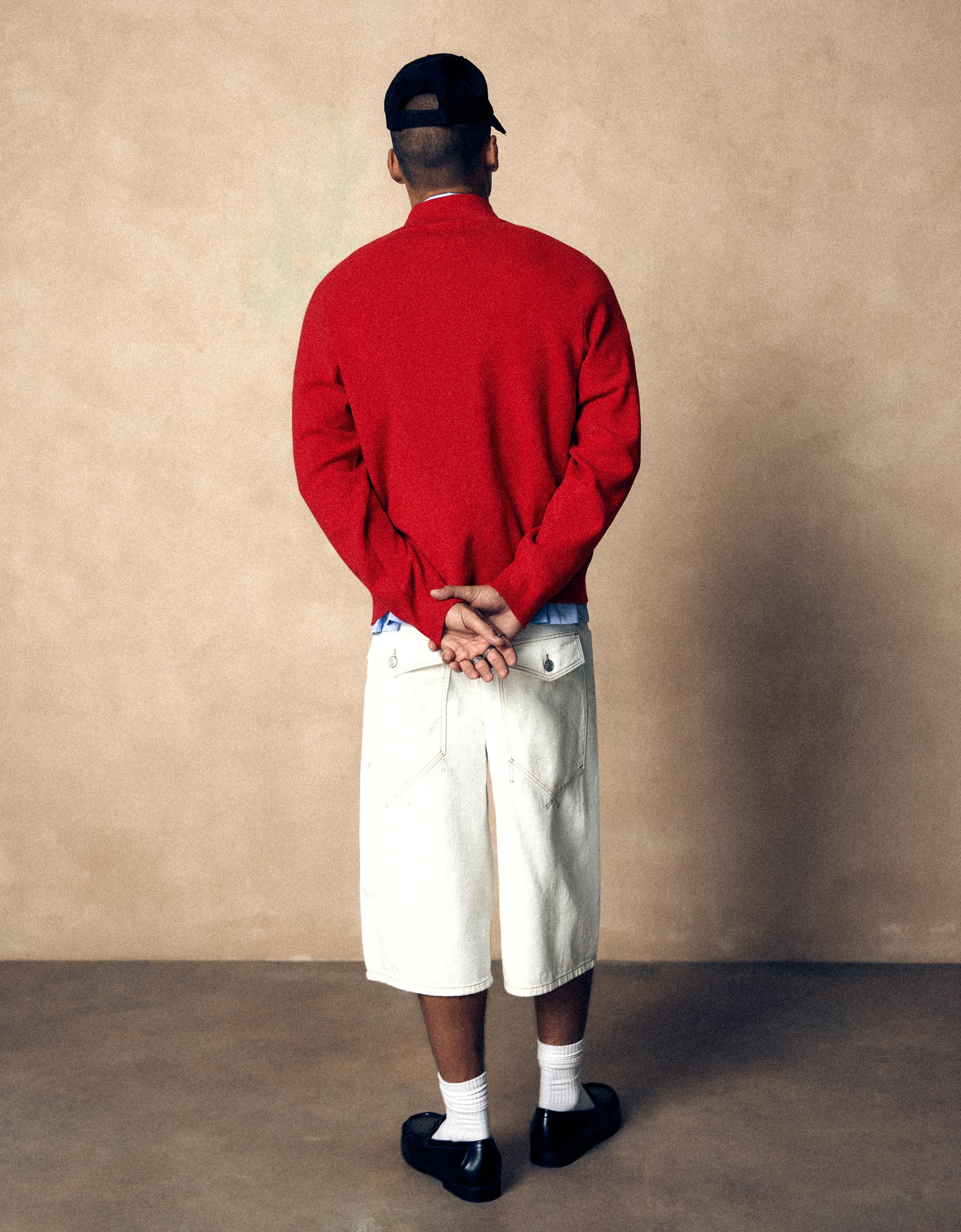 Embroidered zip-up jacket — Red