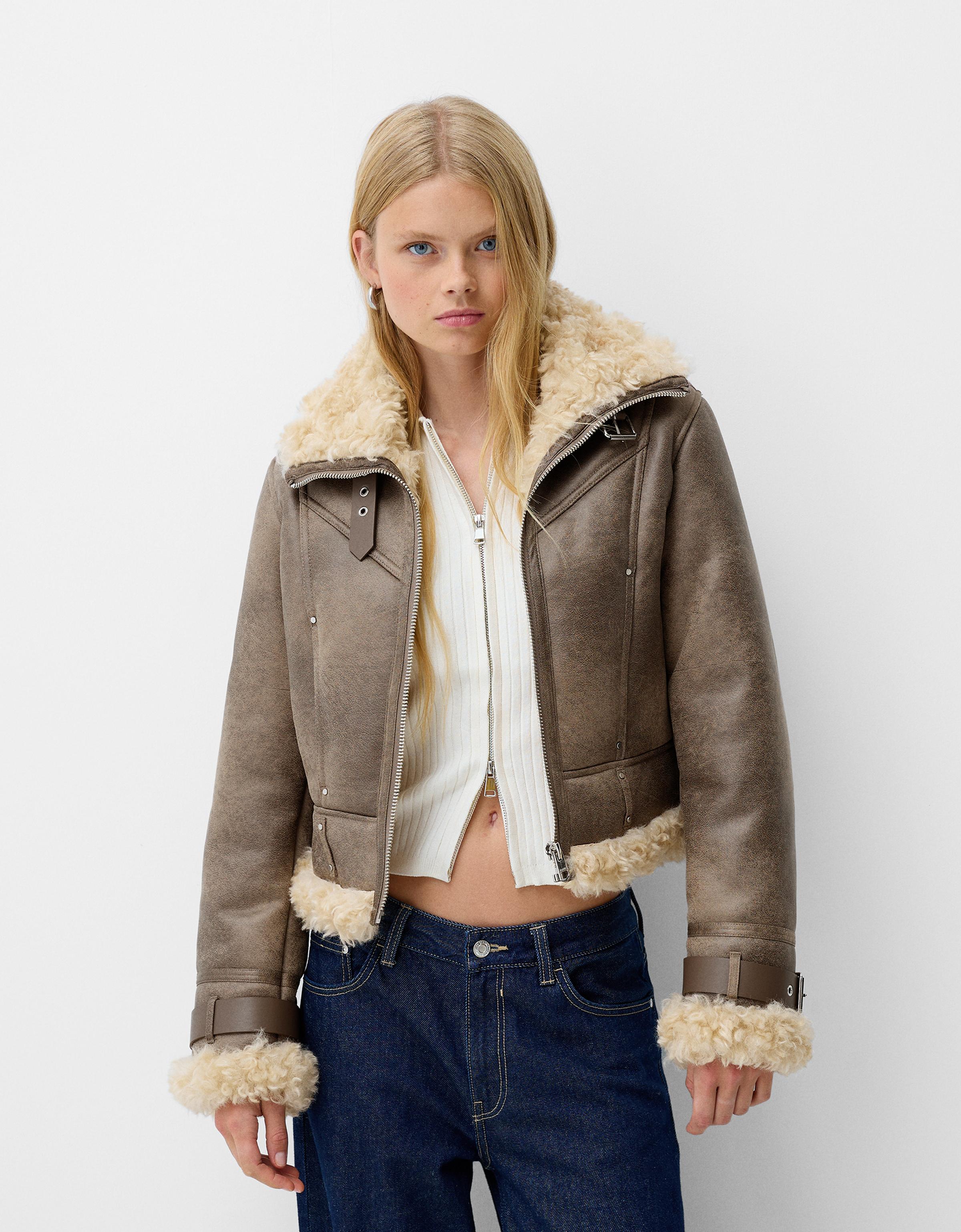 Faux fur double faced jacket