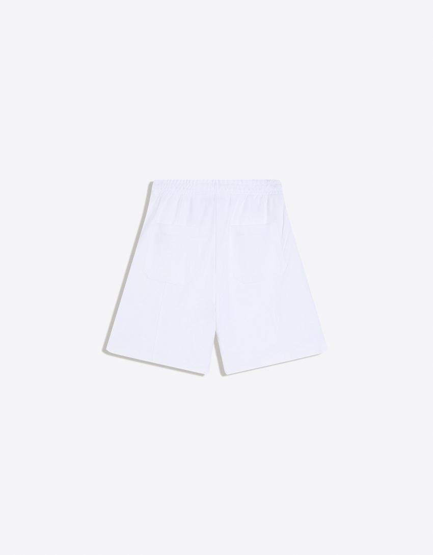Twill Bermuda shorts-Off white