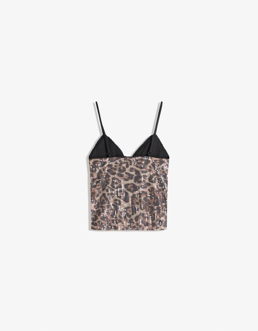 Strappy sequin top-Multicolored