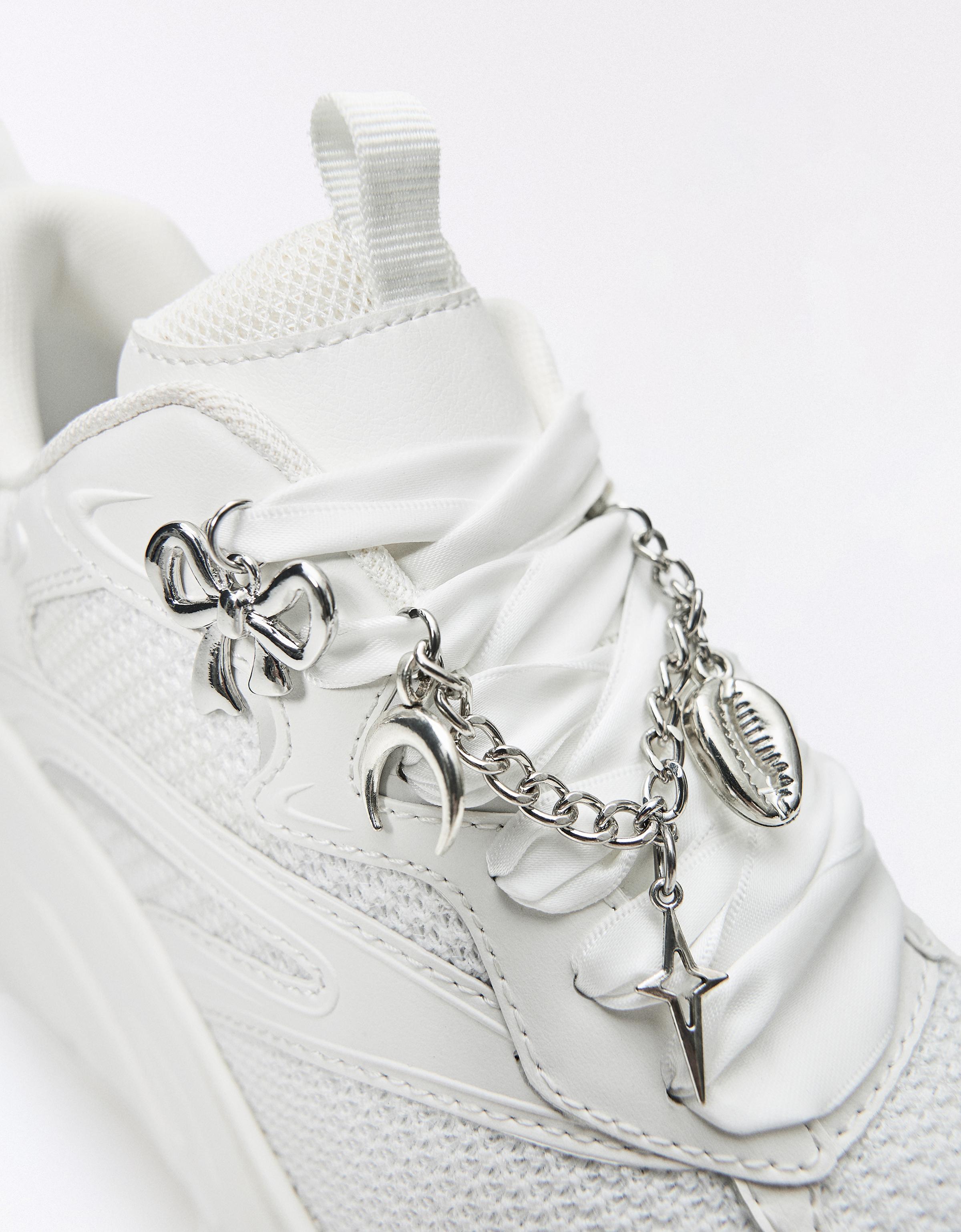 XL platform trainers with charms — WHITE