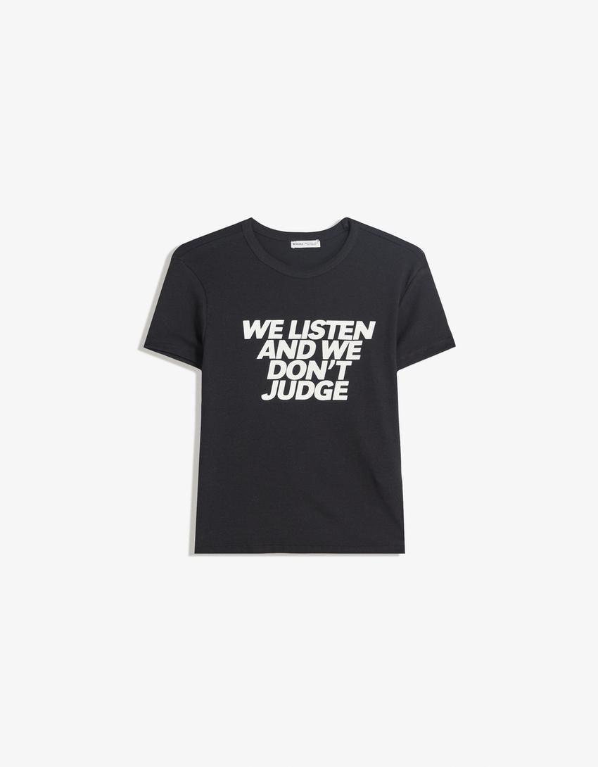T-shirt à manches courtes imprimé-Noir