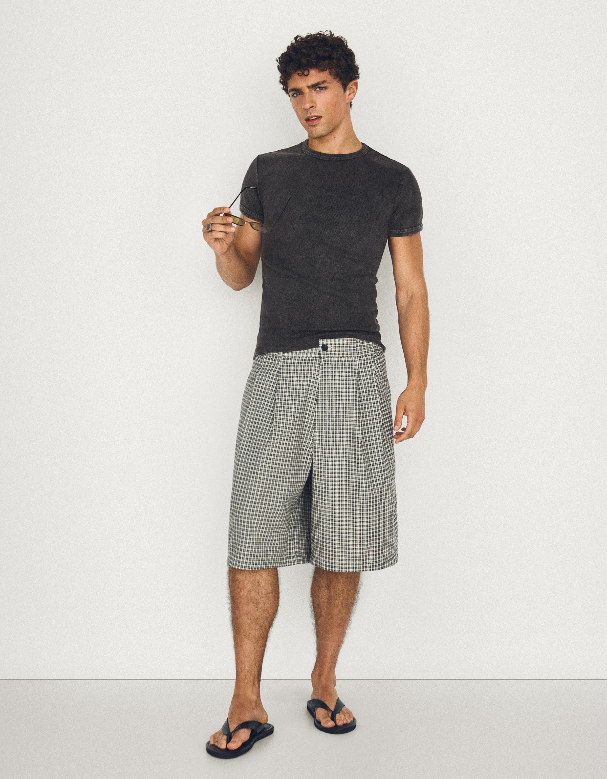 Slim fit ribbed T-shirt — Grey
