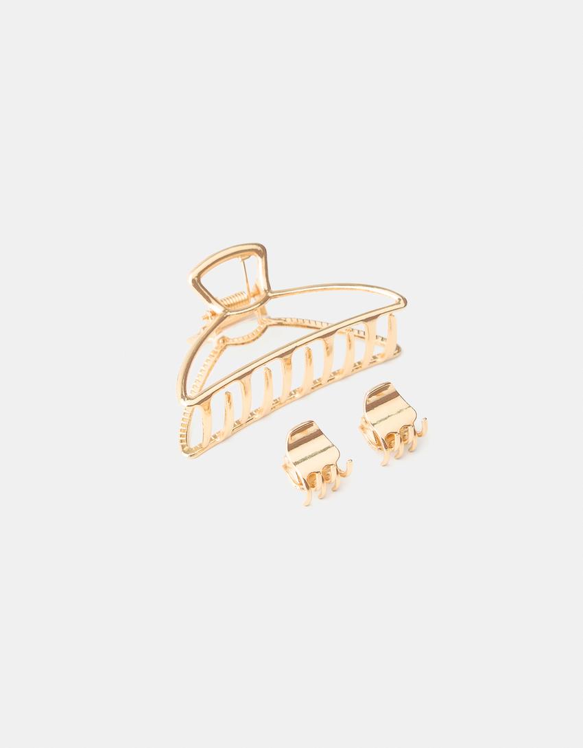 حزمة مشابك شعر معدنية-ذهبي-4