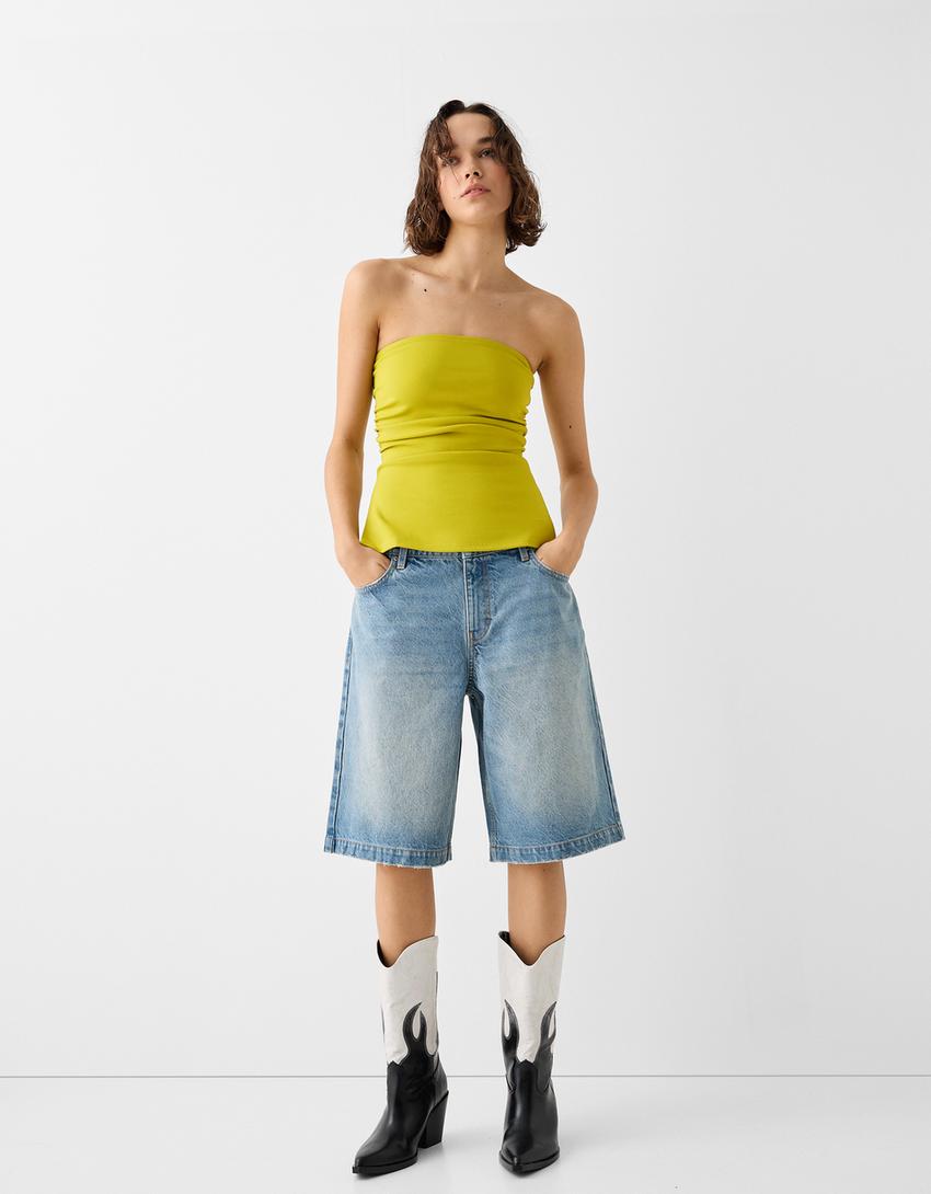 توب شريطي بغرزة روما وتفصيل زمة-أخضر-3