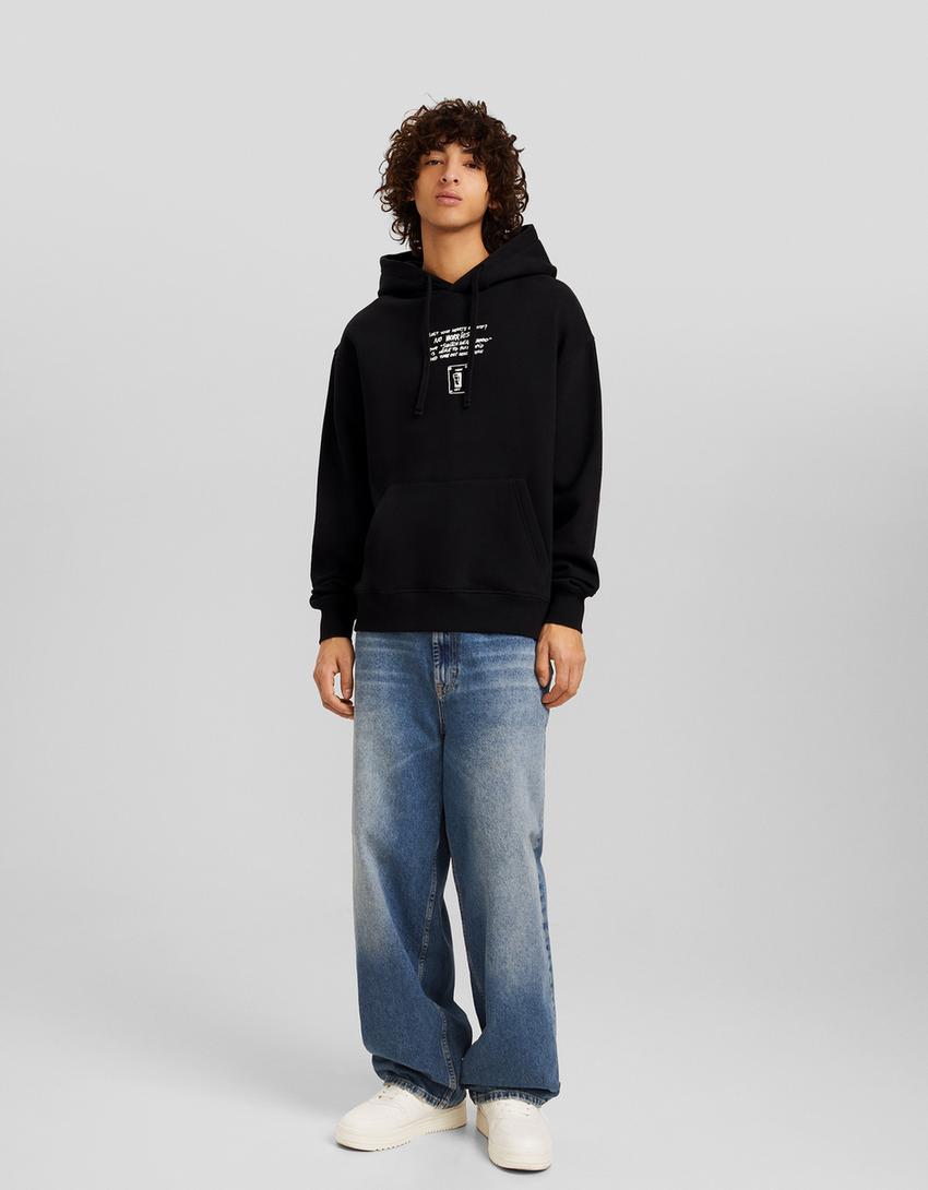 Sudadera capucha oversize print-Negro-3