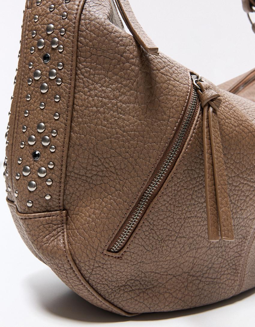 Zip shoulder bag-Sand