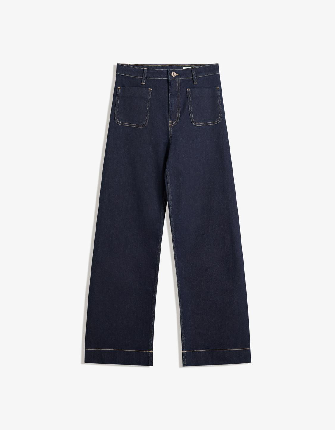 Seamless wide-leg jeans with pockets