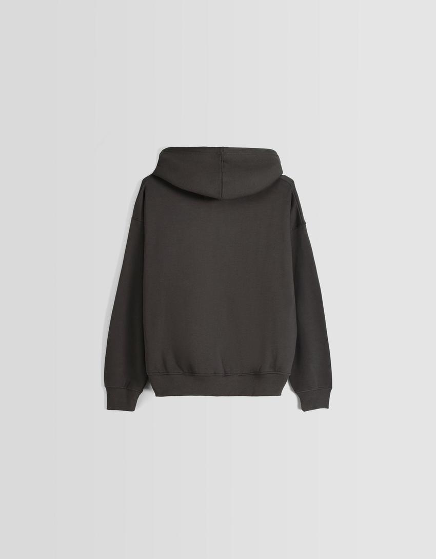 Oversize zip-up hoodie-Dark grey