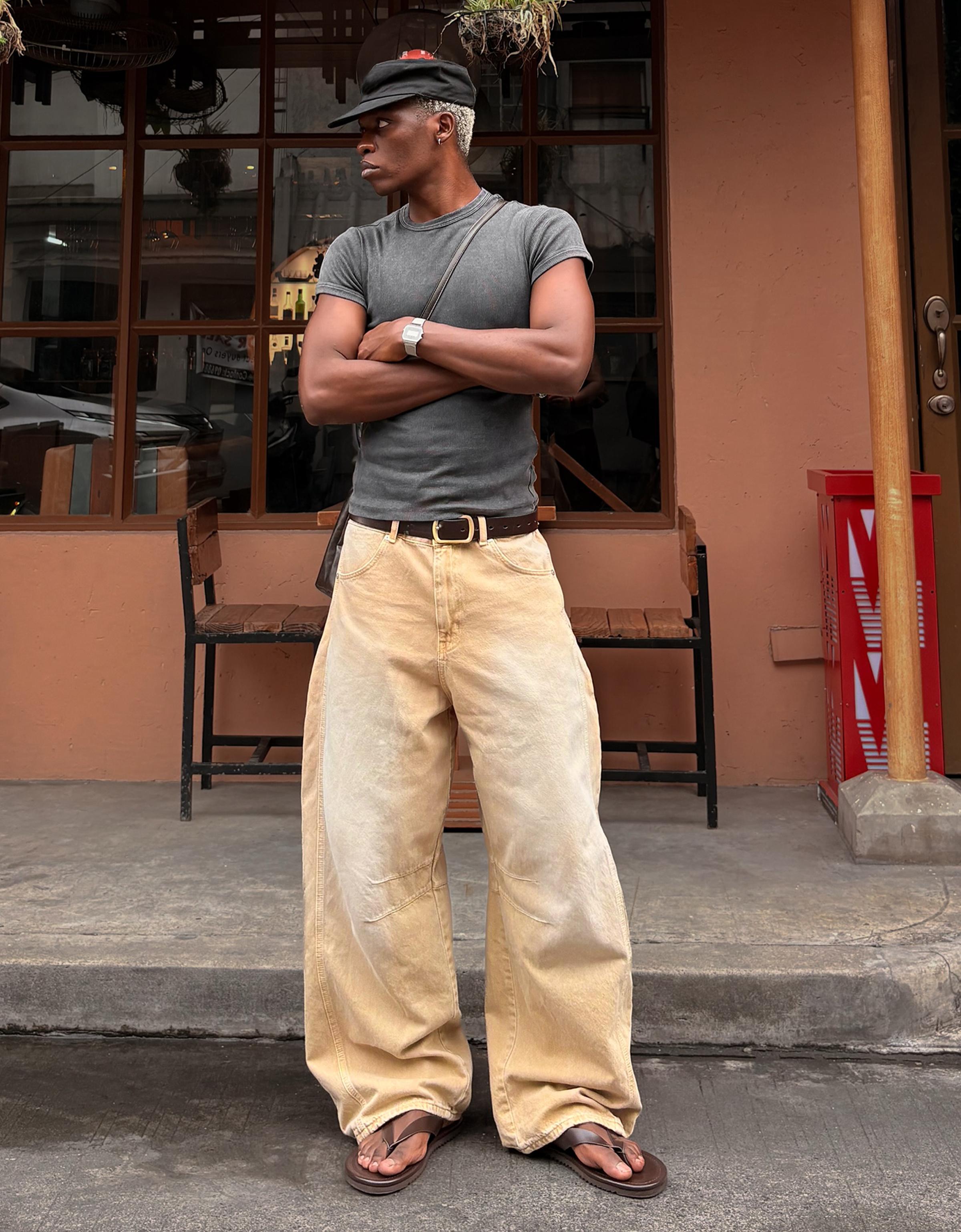 Slim fit ribbed T-shirt — Grey