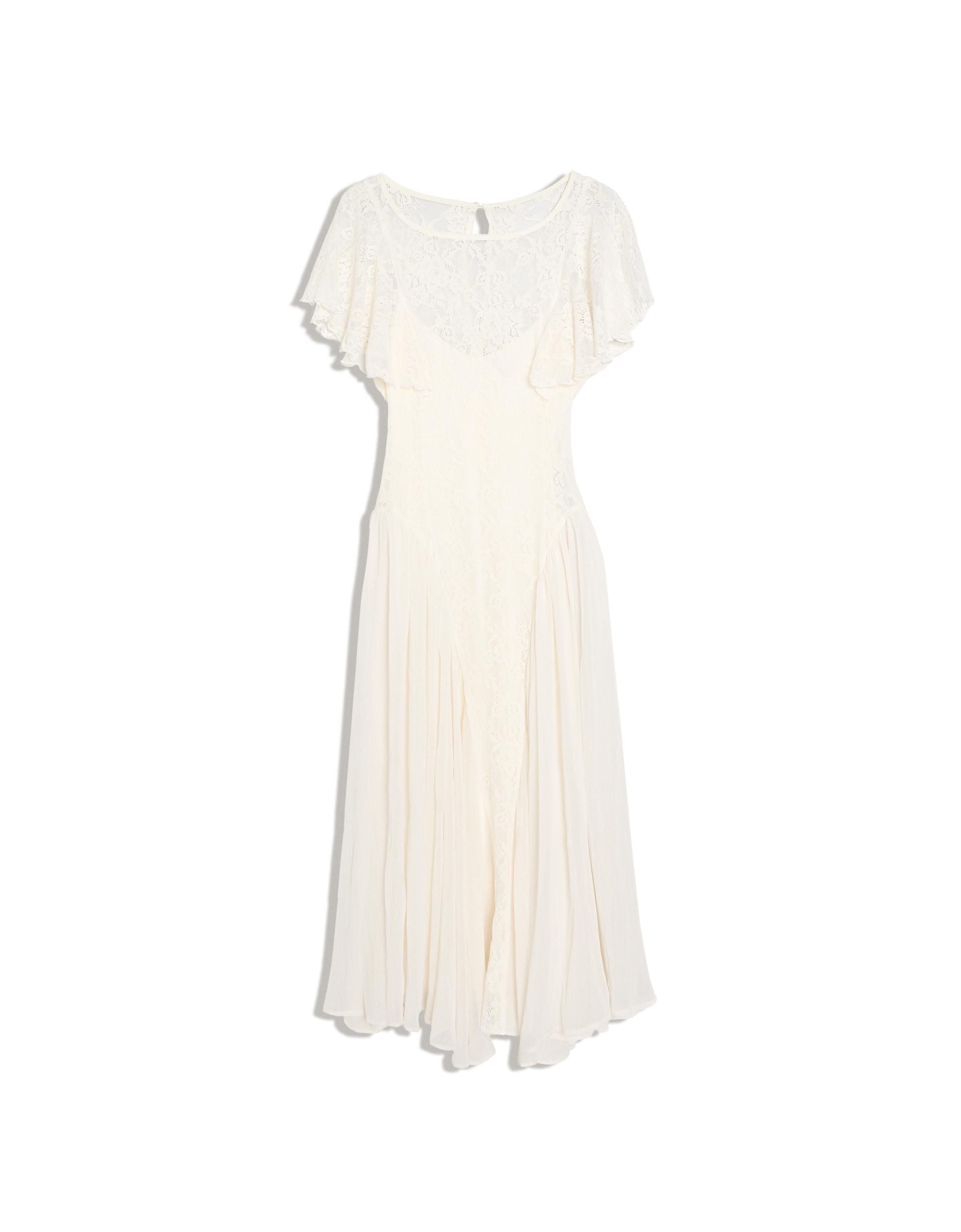 Cape sleeve midi dress — Cream