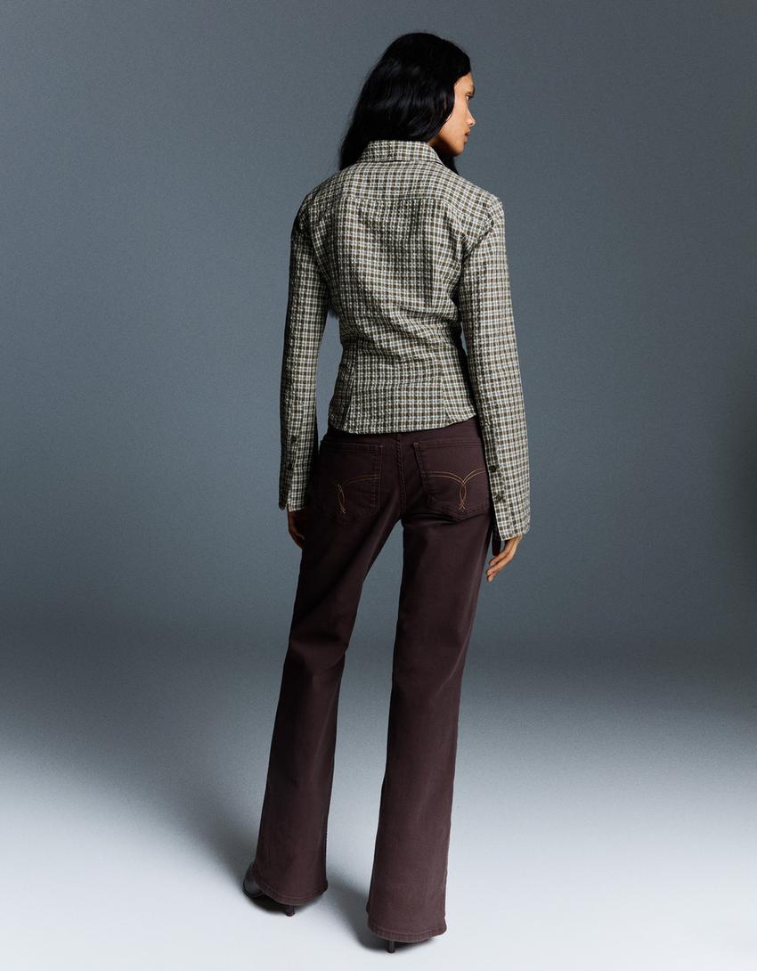 Camisa manga campana entallada-Kaki
