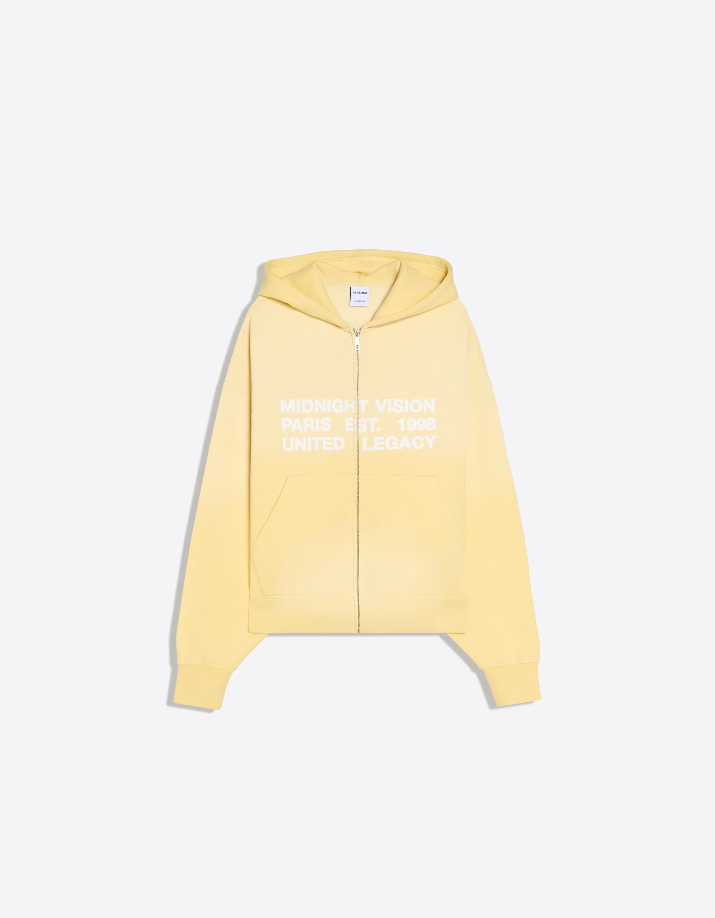 Washed effect print hoodie — Yellow