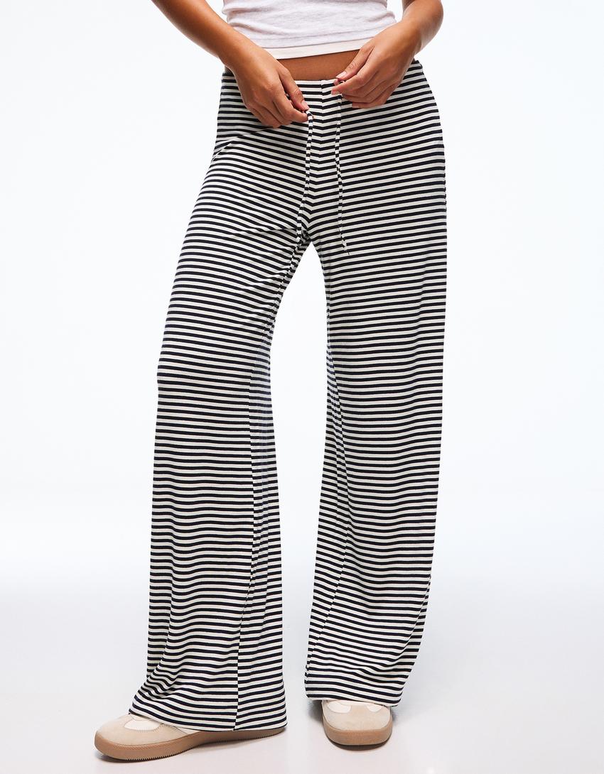 Gerade Hose mit Streifenprint-Marinenblau