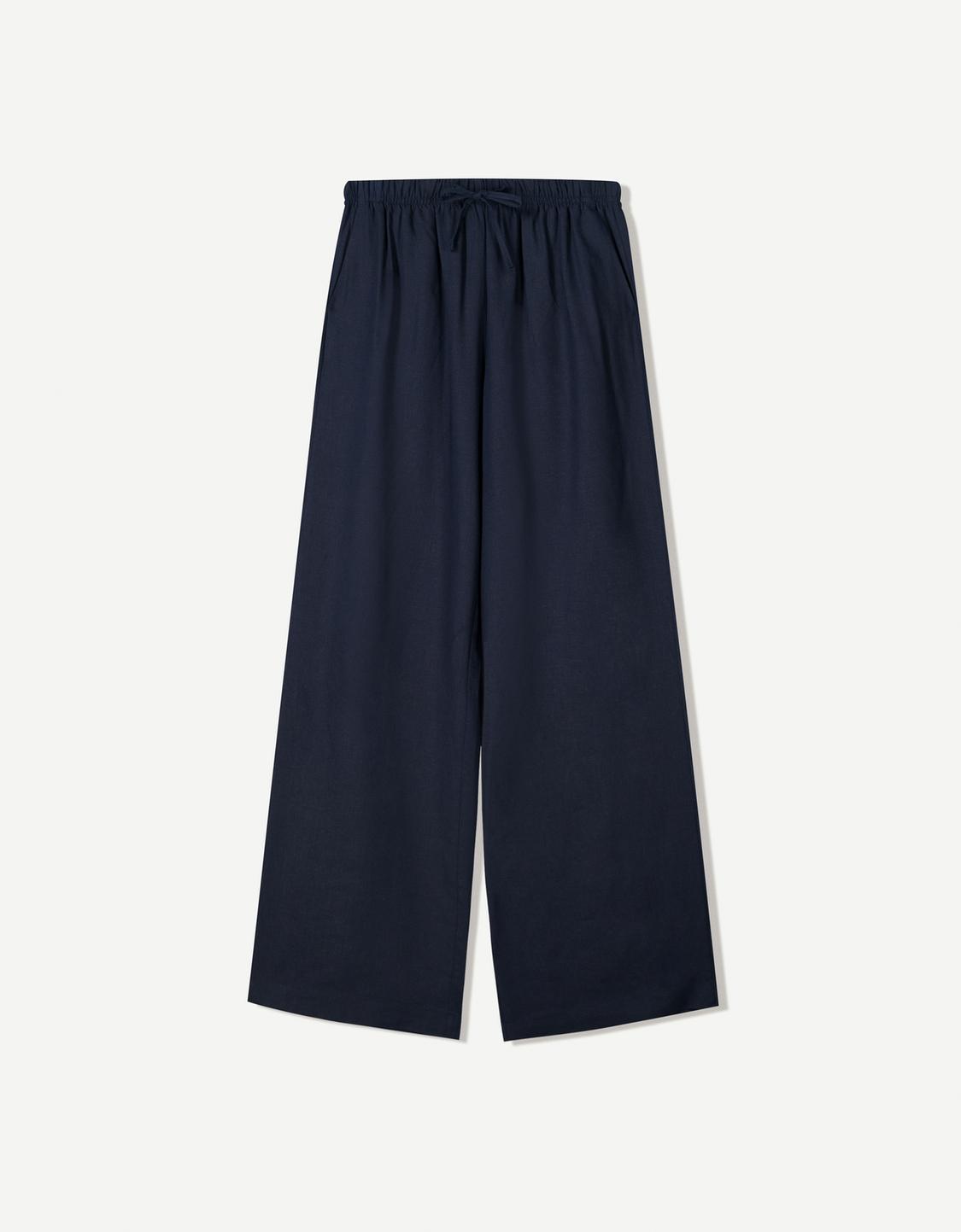Linen blend trousers with an elasticated waistband